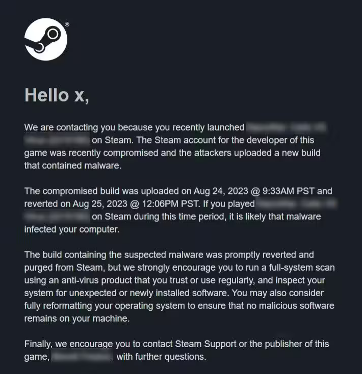 Steam 游戏开发者被强制启用短信验证打击恶意更新行为